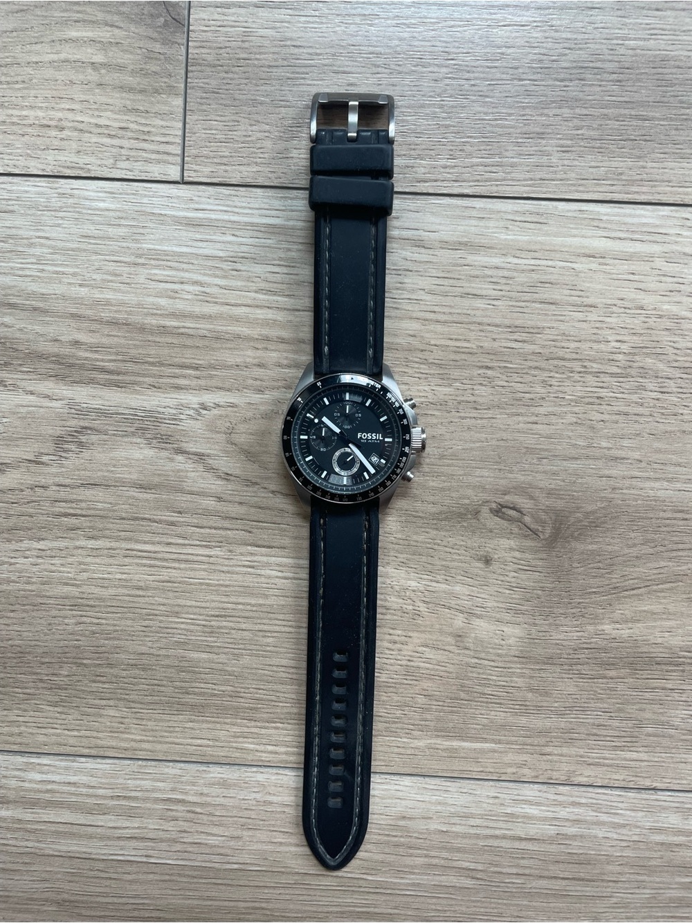 2011 1st Gen Fossil Black and Silver Men's Chronograph Watch